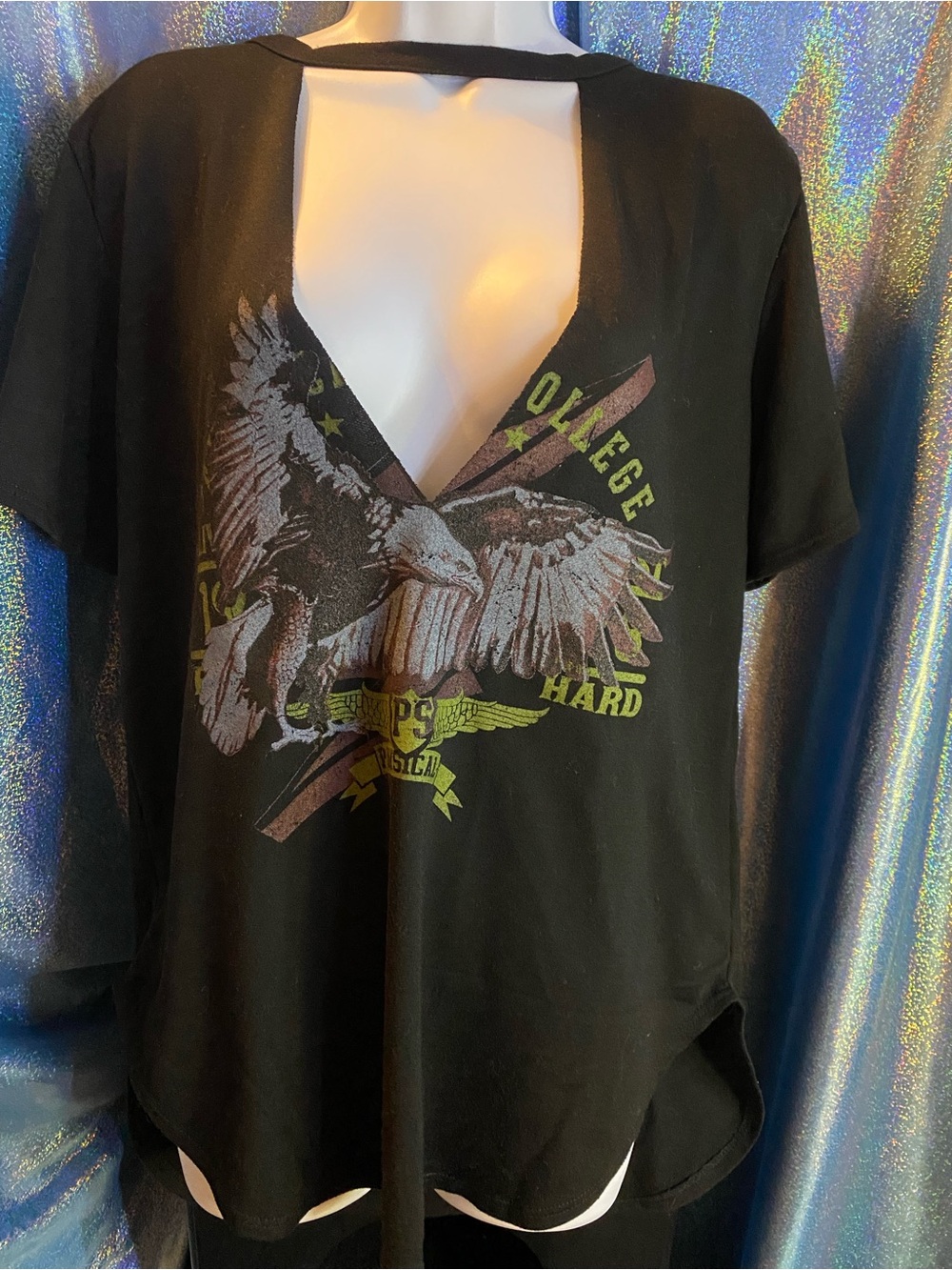 January 7 Black Eagle Graphic V-Neck Tee